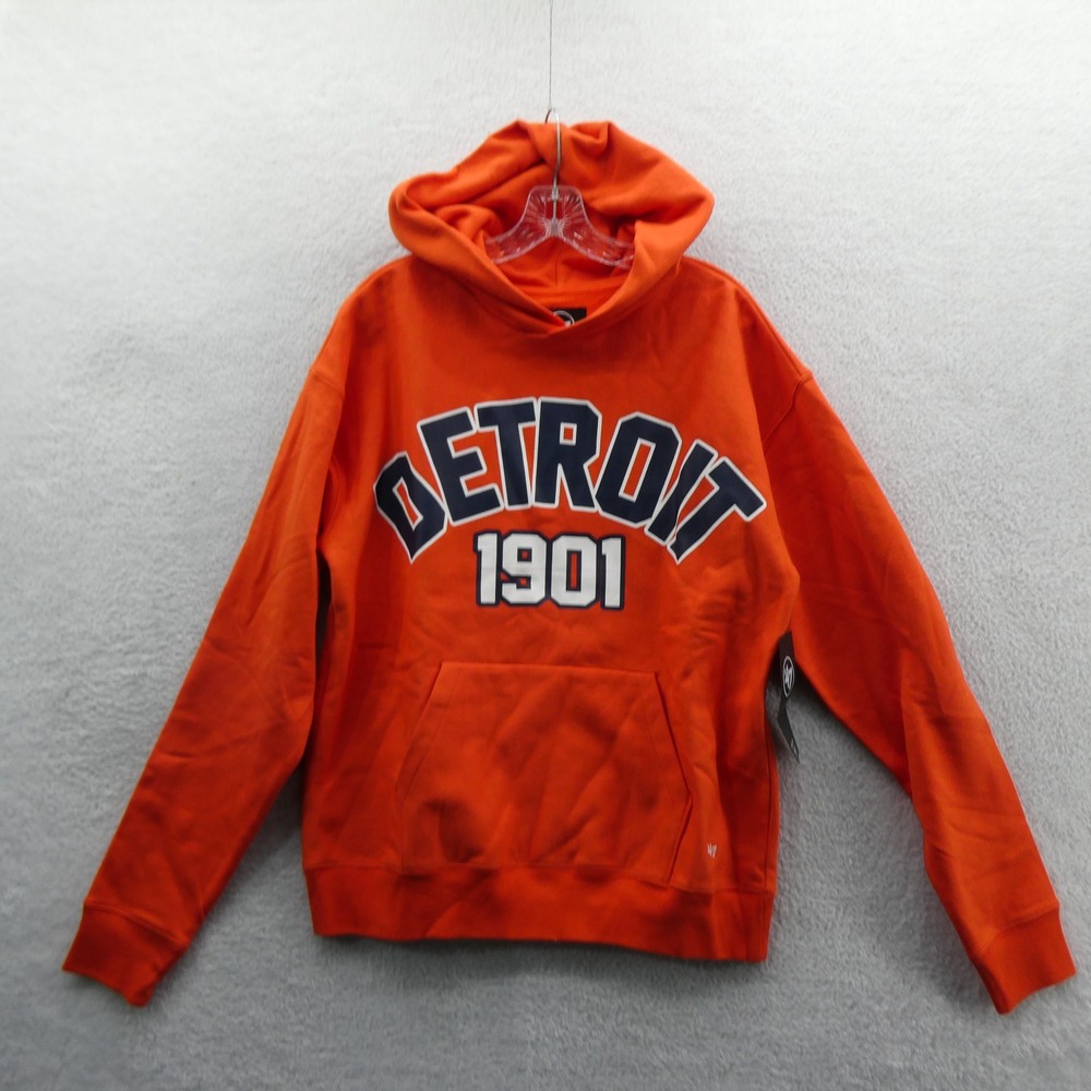 '47 Brand Hoodie Mens Small Detroit Tigers Orange Long Sleeve Fleece MLB
